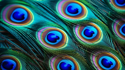 Details of a peacock's colorful feathers.