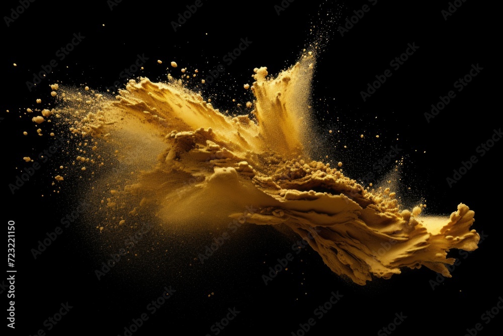 Fototapete a close-up view of a dust cloud on a black background. suitable for various design projects