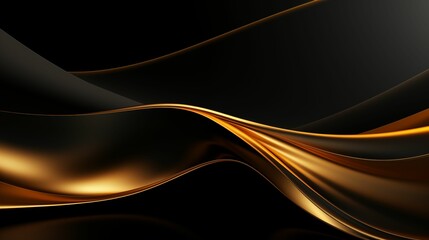 Futuristic abstract black and gold background featuring a sleek waved design.