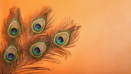 peacock feathers on orange a background