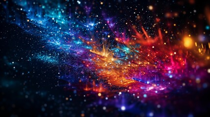 Futuristic abstract colorful particles background.