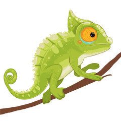 Cute Chameleon Vector Illustration