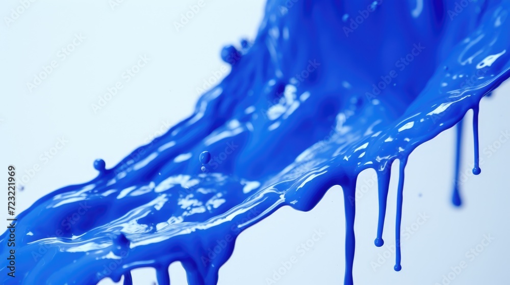 Poster A close-up image capturing the mesmerizing flow of blue liquid pouring down. Ideal for use in creative projects and advertisements