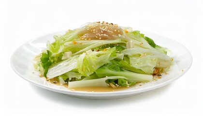 chinese cabbage salad with sesame dressing qian long bai cai beijing food isolated on a white background