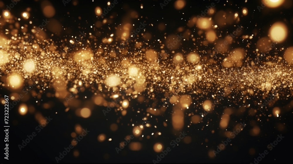 Aufkleber A black and gold background with an abundance of gold dust particles. Perfect for adding a touch of luxury and elegance to any design
