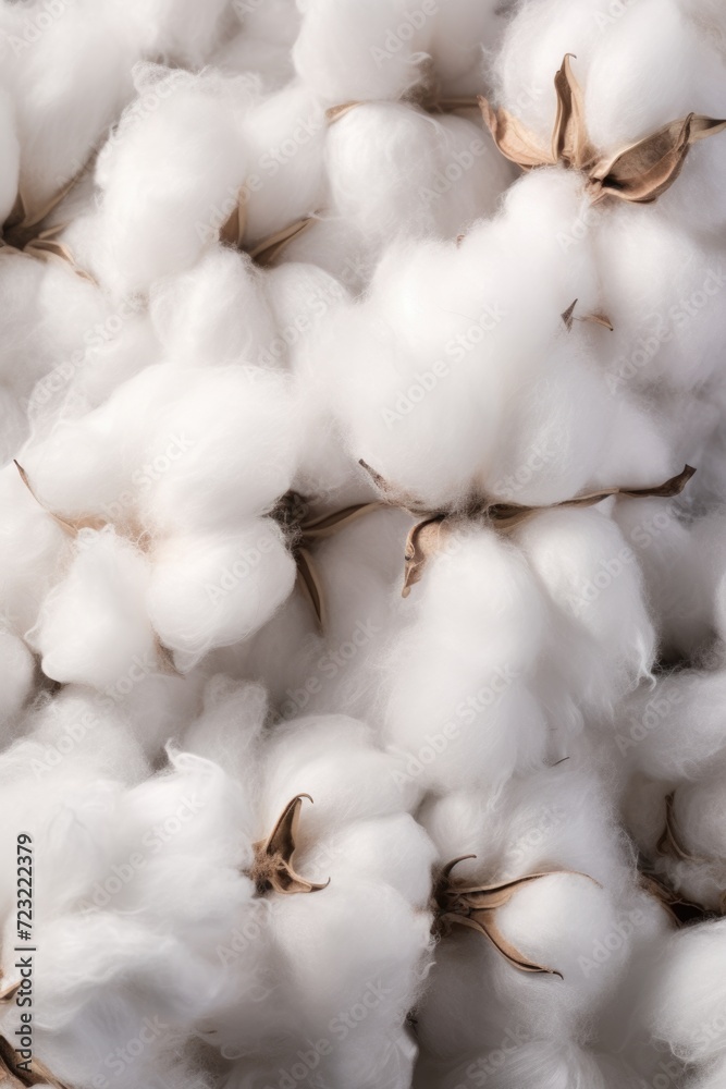 Poster A stack of white cotton on a table. Versatile image for various uses