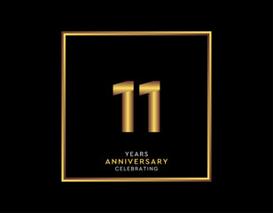 11 Year Anniversary With Gold Color Square