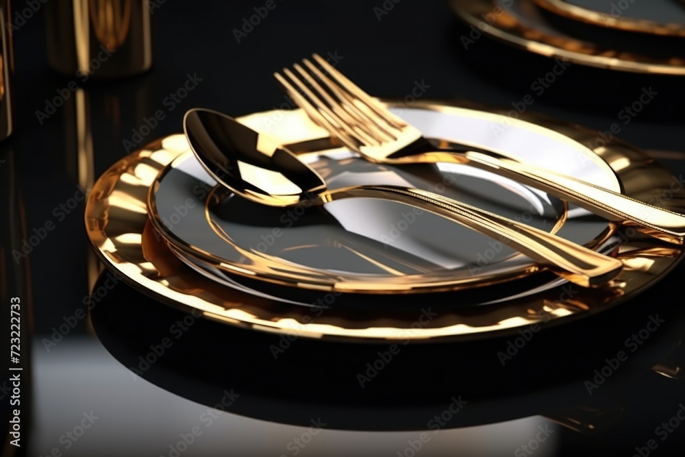 Aufkleber a simple image of a plate with a fork and a knife. suitable for illustrating dining, cutlery, or mea