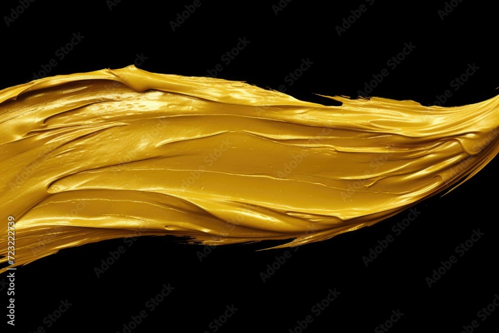 Poster gold paint is shown in a close up on a black background. this image can be used for various artistic