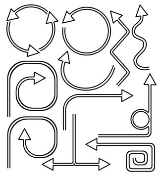 Set of simple arrows on white background