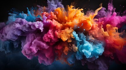 Abstract colorful smoke ink splatter background or Colorful watercolor powder explosion paint splashing texture