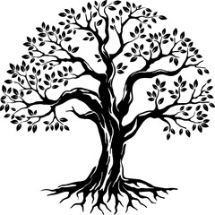 oak tree hand drawn in black colors © abdul