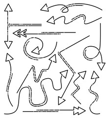 Set of simple arrows on white background