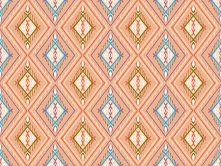 Naklejka premium Ethnic ikat seamless pattern traditional design illustration for background carpet clothing and home decoration 