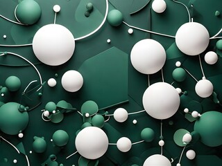 Colorful balls collage. The use of complementary colors, green and white, creates a sense of contrast and visual interest