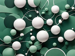 White Balloons on Green Background.The image shows a collage of white balloons on a green background.