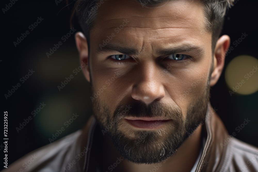 Aufkleber a close-up view of a man with a beard. can be used for various purposes