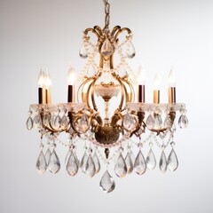 white crystal chandelier hanging from the ceiling