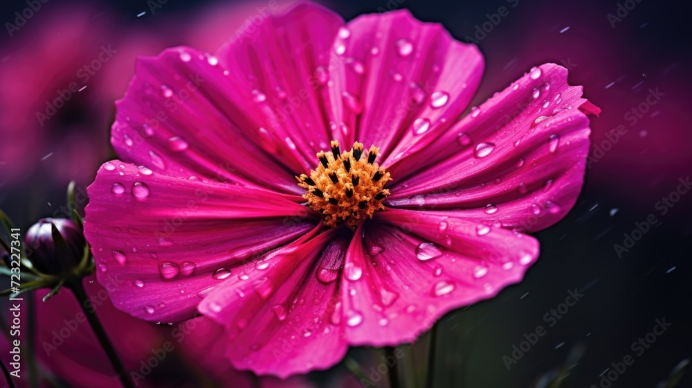 Aufkleber a beautiful pink flower with water droplets. perfect for adding a touch of freshness and elegance to