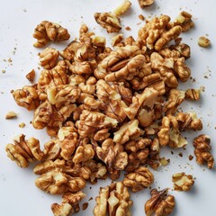 walnut on a white background, walnut halves,