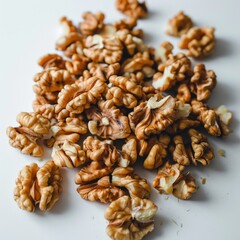 walnut on a white background, walnut halves,