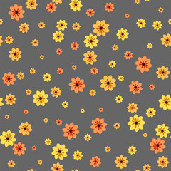 Seamless floral pattern, rustic ditsy print with cute spring botany in liberty arrangement. Vector illustration