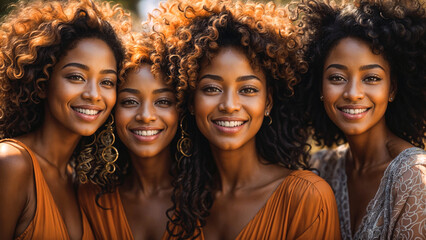 Fototapeta premium A diverse group of women are smiling at the camera.