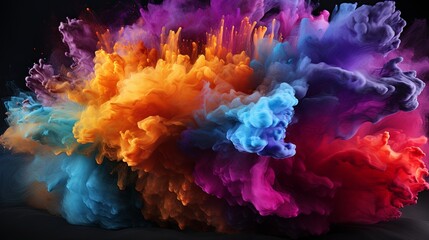 Abstract colorful smoke ink splatter background or Colorful watercolor powder explosion paint splashing texture
