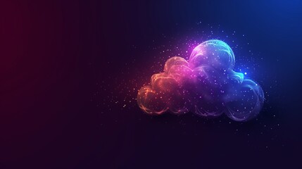 Dynamic cloud security data stream with end to end encryption symbols and dramatic composition