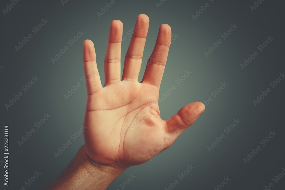 Poster a person holding their hand up in the air. suitable for various concepts and themes
