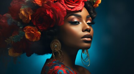 Black History Month Roses in Hair Women Professional Photo