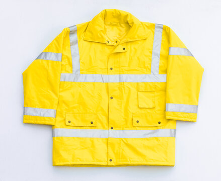 yellow builder jacket isolated on white background