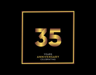 35 Year Anniversary With Gold Color Square
