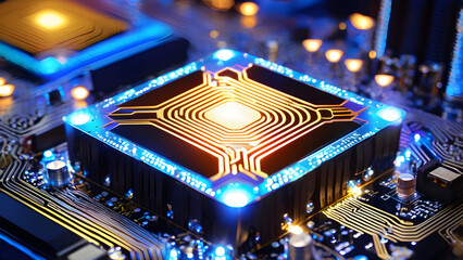 generative ai computer motherboard hardware processor chips. high-tech motherboard