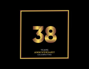 38 Year Anniversary With Gold Color Square