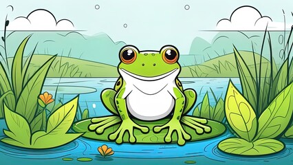 Fototapeta premium Frog.Coloring book antistress for children and adults. Illustration isolated on white background.Zen-tangle style. Hand draw