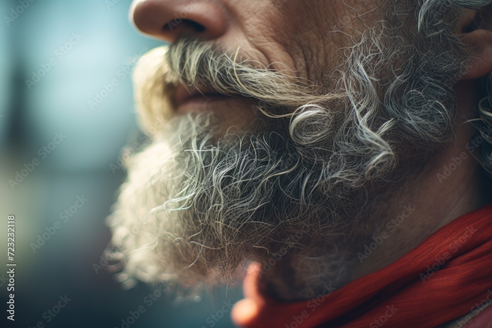 Aufkleber a close-up shot of a person with a beard. this image can be used for various purposes