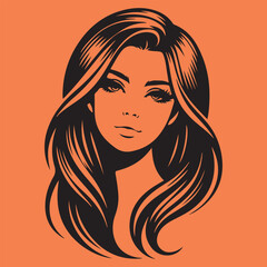 Beautiful A Girl Head Icon Hair Model  Vector Art illustrator Design 