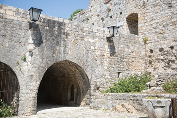 Fototapeta na wymiar An ancient fortress on a sunny summer day, Ulcinj, Montenegro.