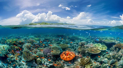  A coral reef teeming with colorful marine life under crystal clear waters. © Legano