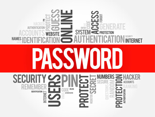 Fototapeta premium Password word cloud collage, technology concept background