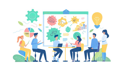 Fototapeta premium Flat Design of a person/people working remotely