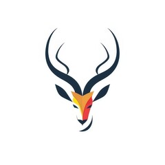 wild antelope head design logo with a minimalistic and vector-style aesthetic
