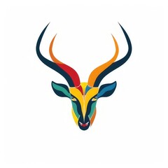 wild antelope head design logo with a minimalistic and vector-style aesthetic
