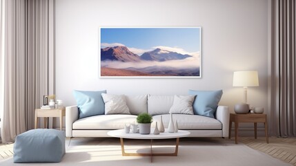 A beautiful canvas frame 3D mockup in modern living room