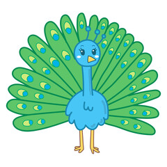 peacock doodle cartoon