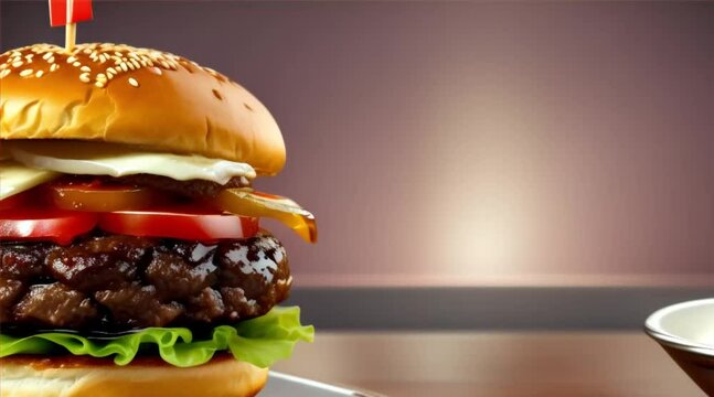 burger on a table, generative Ai