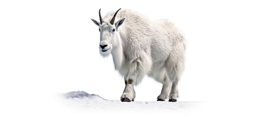 Rocky mountain goat (Oreamnos americanus). Isolated over white background