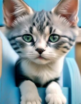 cute cat with green eyes, generative Ai