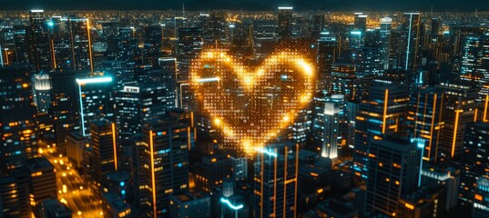 Futuristic interactive holographic heart icon for mesmerizing visuals in the air